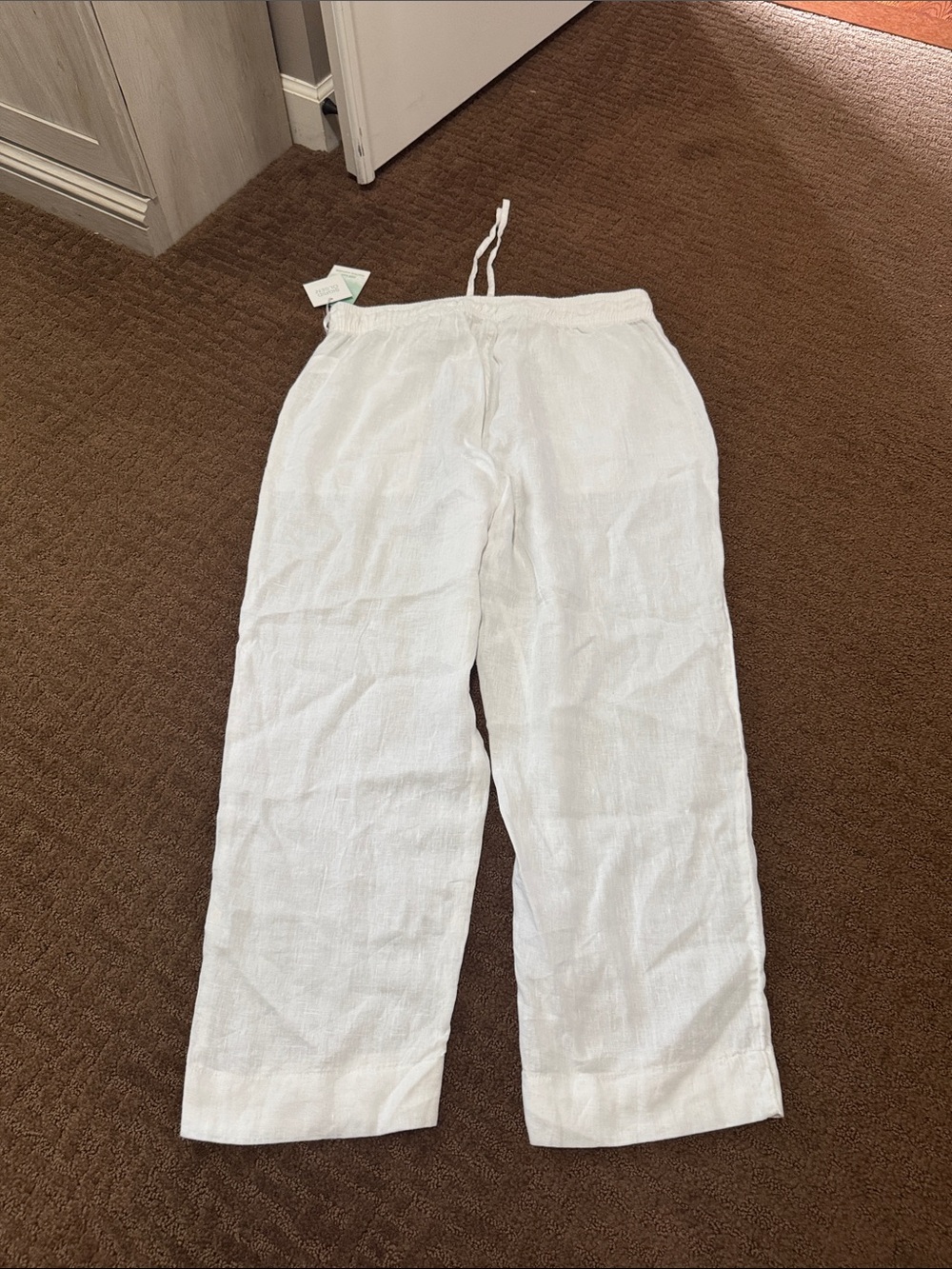 NWT size xl Sigrid Olsen white 100% linen pants - Picture 3 of 3